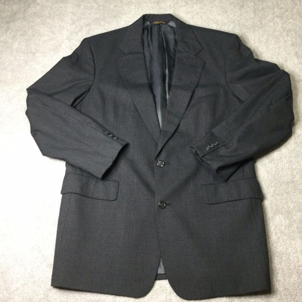 Vintage Brooks Brothers Makers Coat‎ Blazer 40 Wool Charcoal Gray USA Union Made